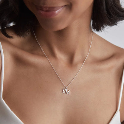 Silver Curve Initial Letter Necklace