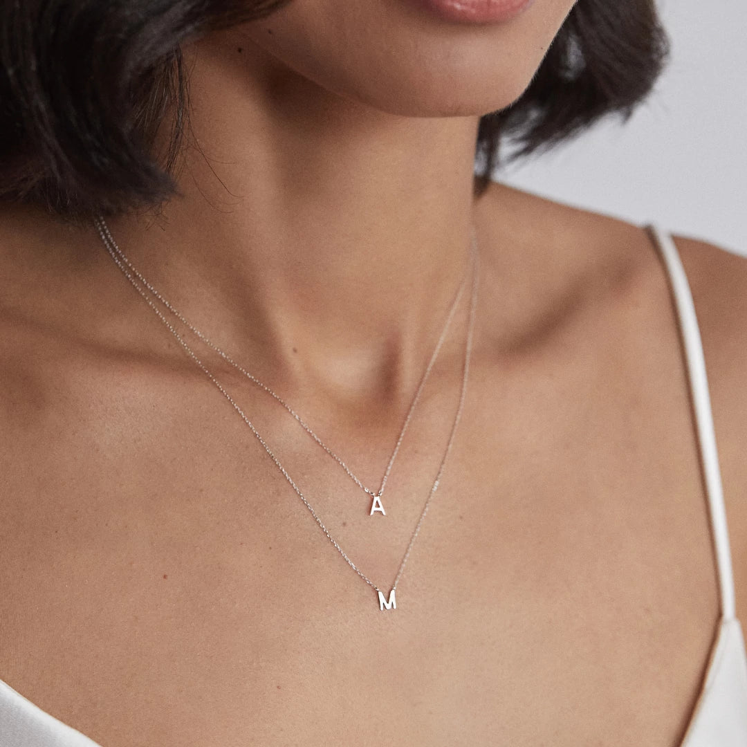 Solid Gold Miniature Initial Letter Necklace