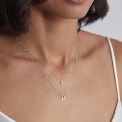 Solid Gold Miniature Initial Letter Necklace