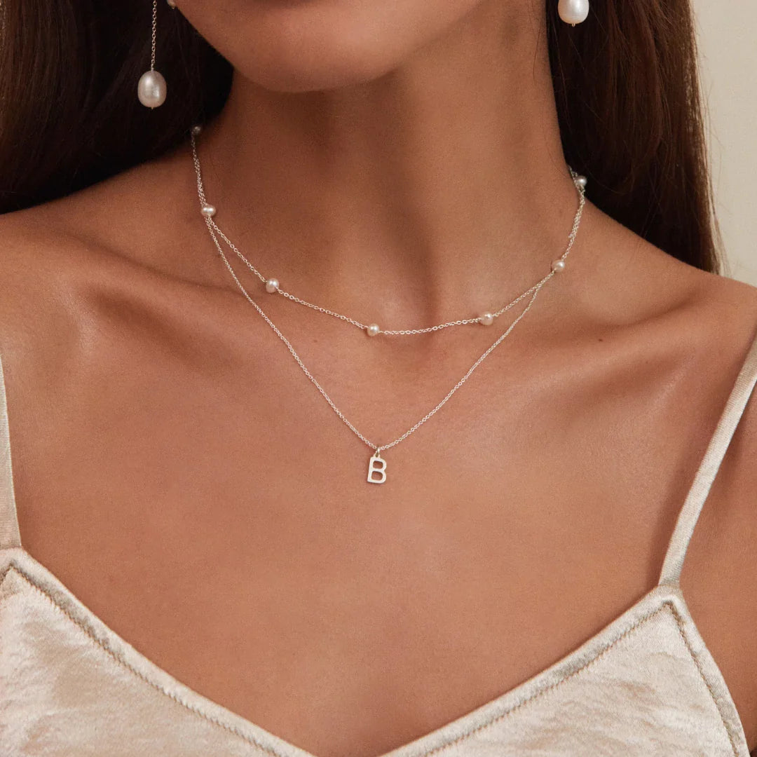 Silver Initial Letter Necklace