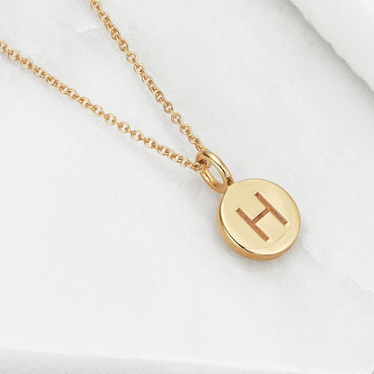 Rose Gold Small Personalised Disc Necklace