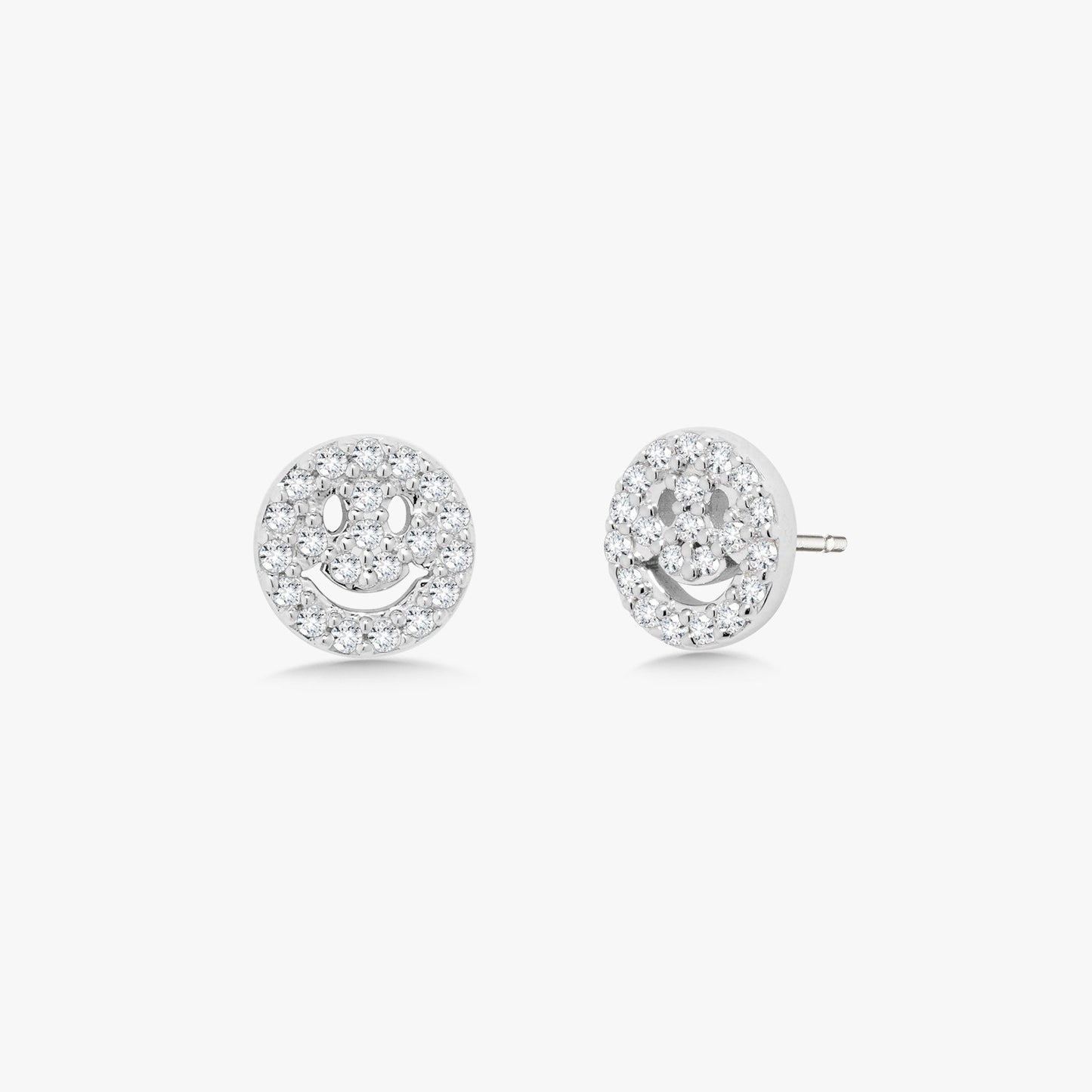 Little Drew Smiley Pave Diamond Stud Earrings