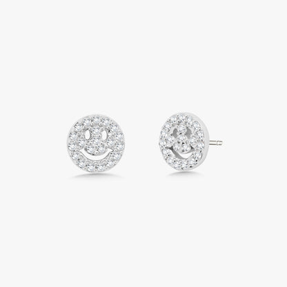 Little Drew Smiley Pave Diamond Stud Earrings