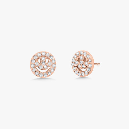 Little Drew Smiley Pave Diamond Stud Earrings