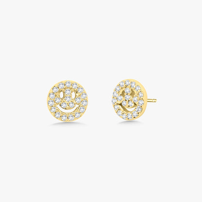 Little Drew Smiley Pave Diamond Stud Earrings