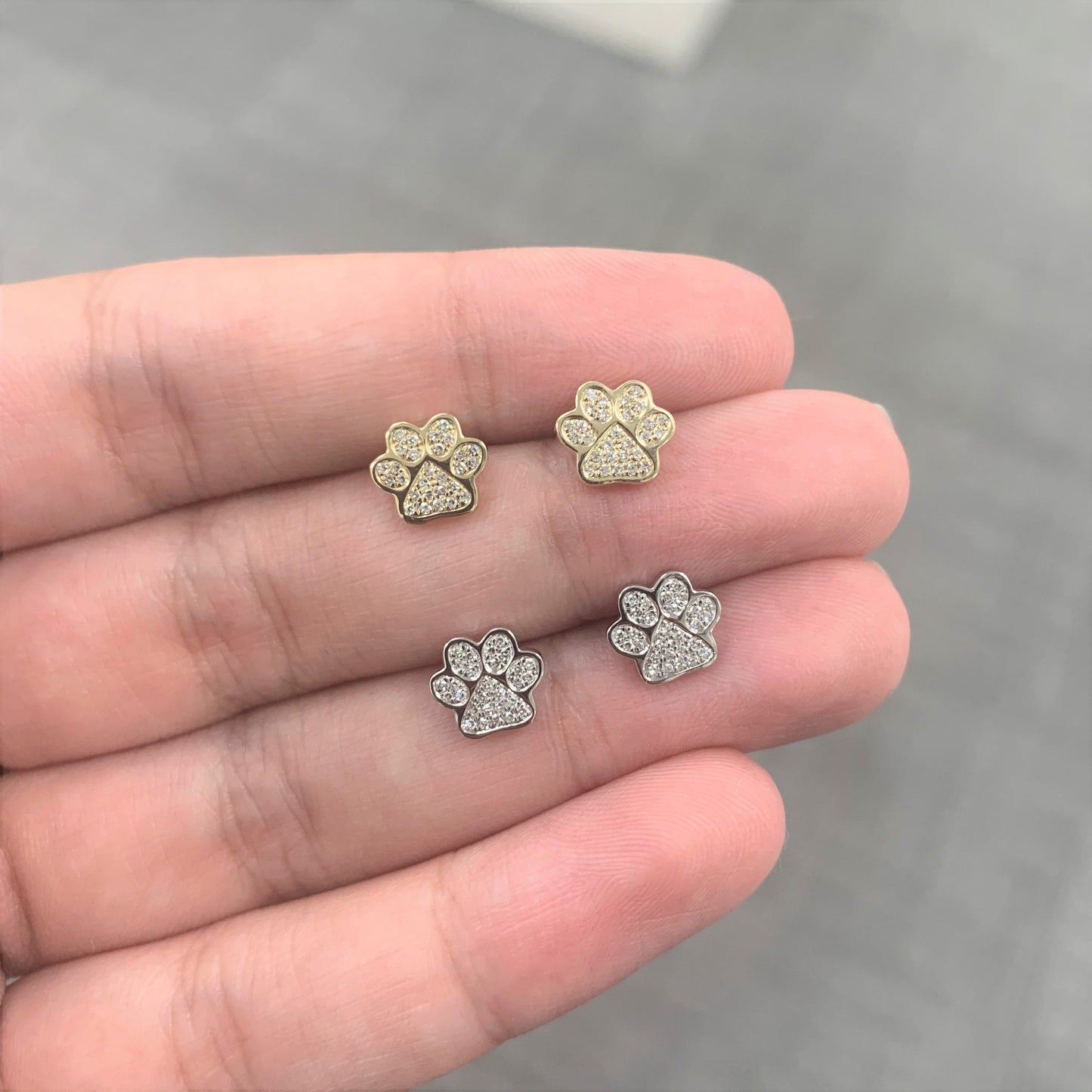 Nellie Diamond Dog Paw Stud Earrings
