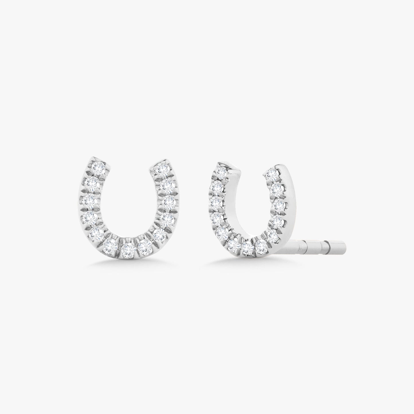 Lucky Charm Dainty Diamond Horseshoe Stud Earrings