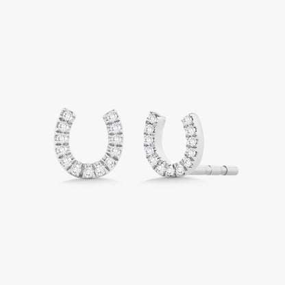 Lucky Charm Dainty Diamond Horseshoe Stud Earrings