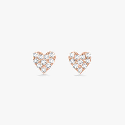Mini "Love You More" Diamond Heart Stud Earrings