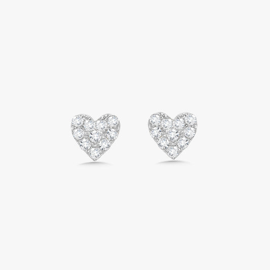 Mini "Love You More" Diamond Heart Stud Earrings