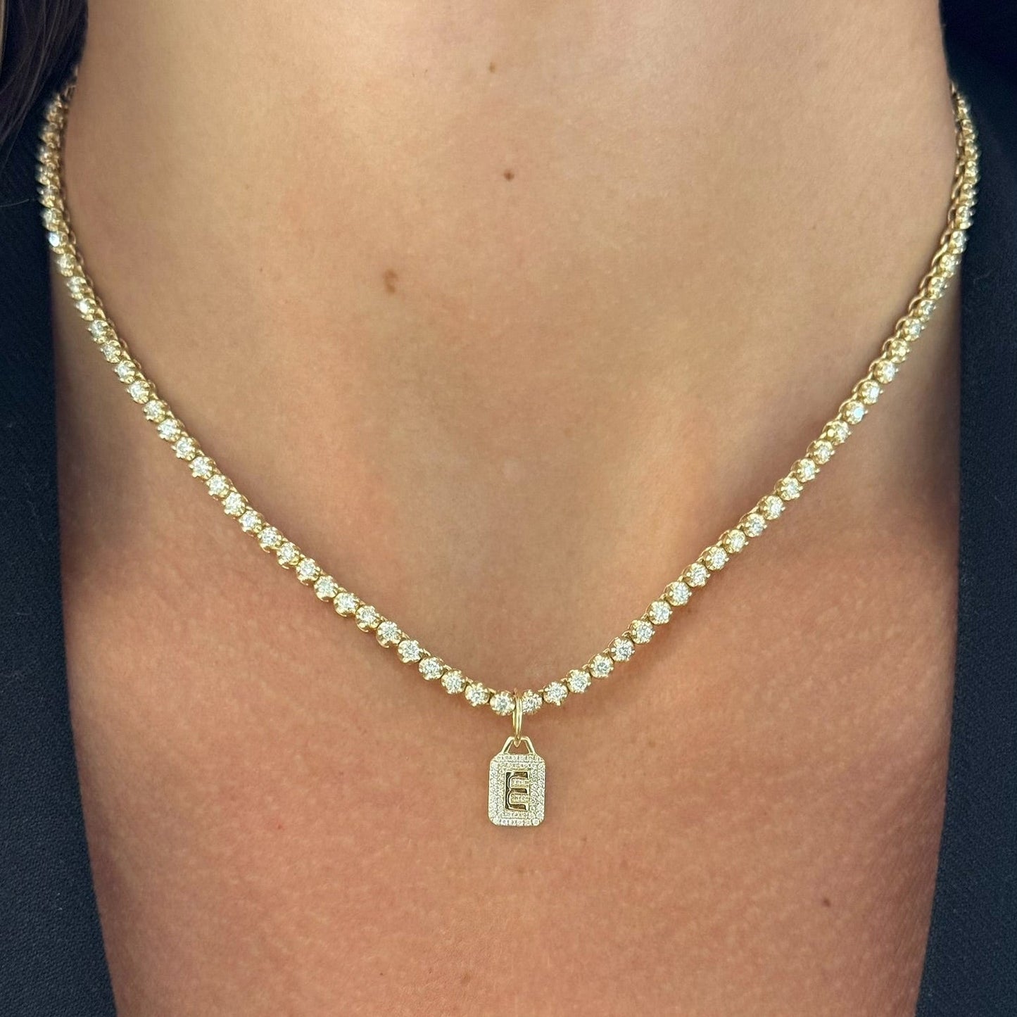 Mini Pave Diamond Initial Charm