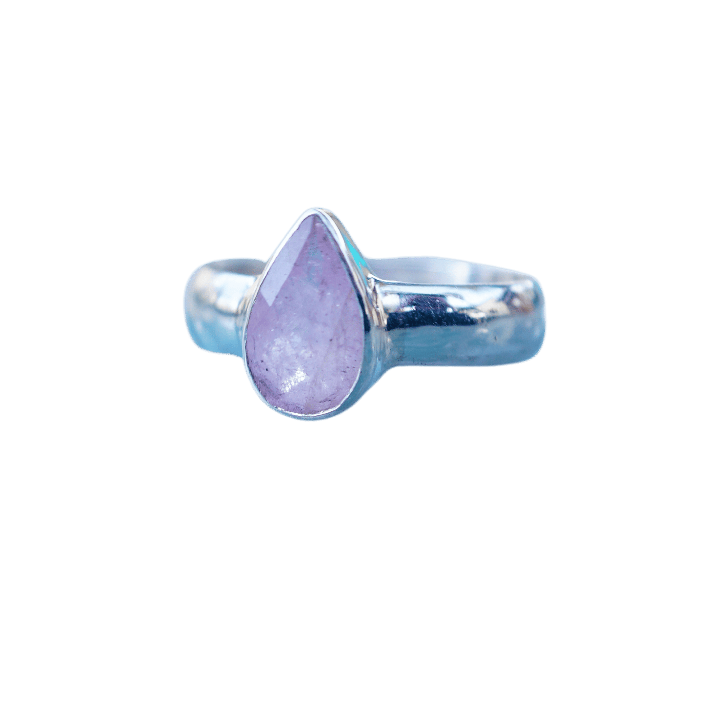 Morganite Teardrop Sterling Silver Ring