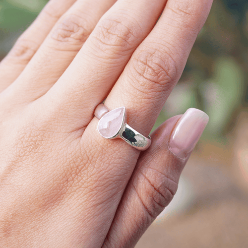 Morganite Teardrop Sterling Silver Ring