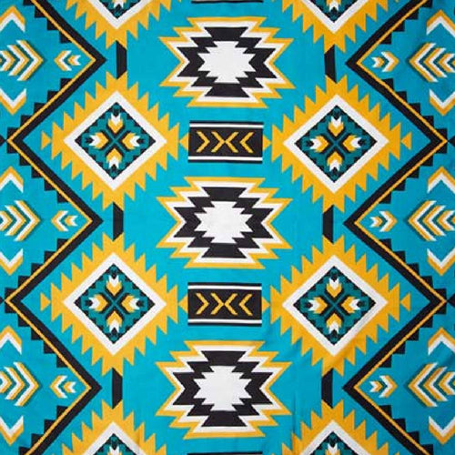 #1 Teal/Gold Southwest Silk Scarf - 20"