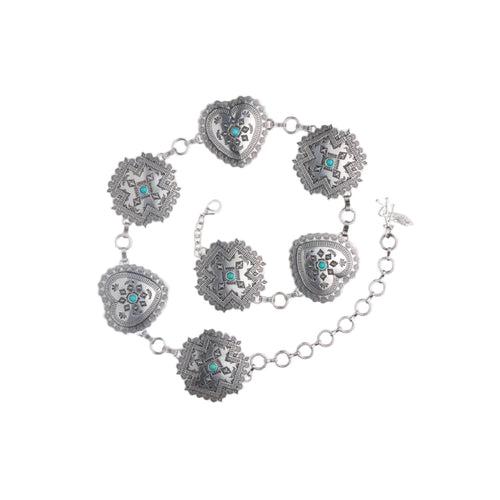 Angel Ranch Women's 3" Heart/Square Silver Concho Belt