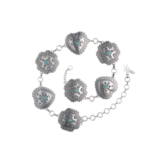 Angel Ranch Women's 3" Heart/Square Silver Concho Belt