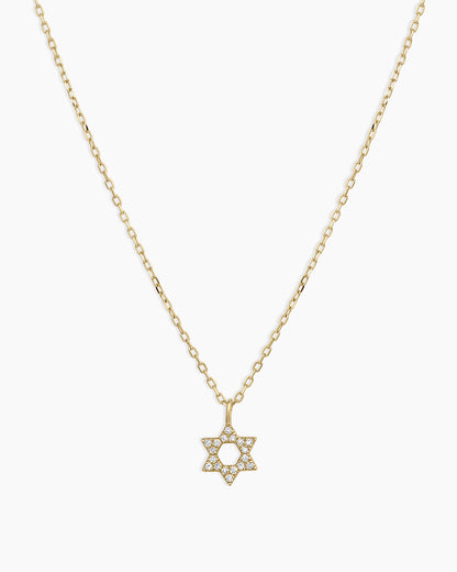 14K Diamond Star of David Necklace