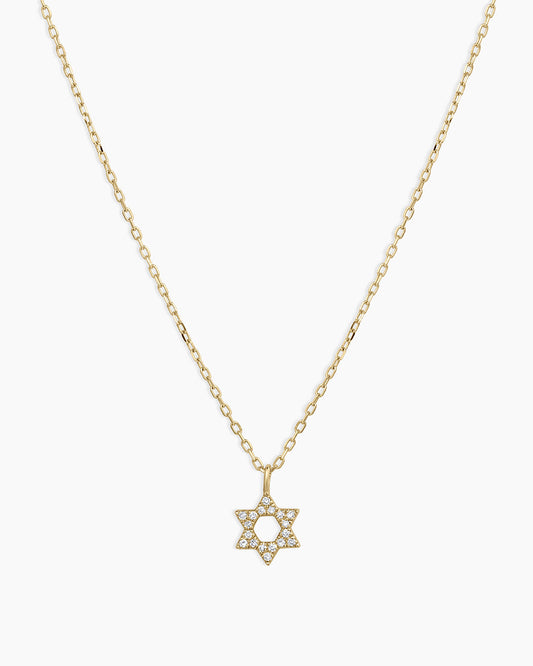 14K Diamond Star of David Necklace