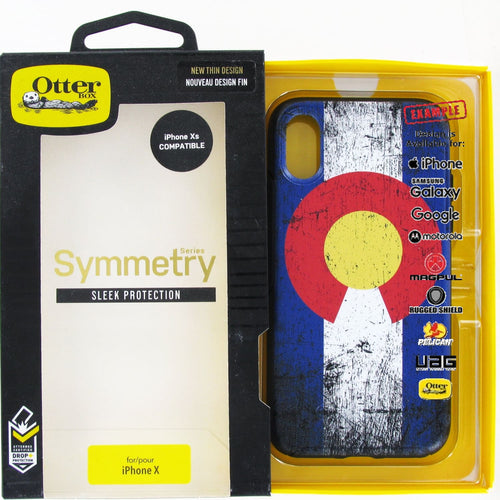 CLEARANCE - Otterbox Symmetry Custom UV-Laser Printed Apple iPhone X/Xs Distressed Colorado Flag (One-Off Sample)