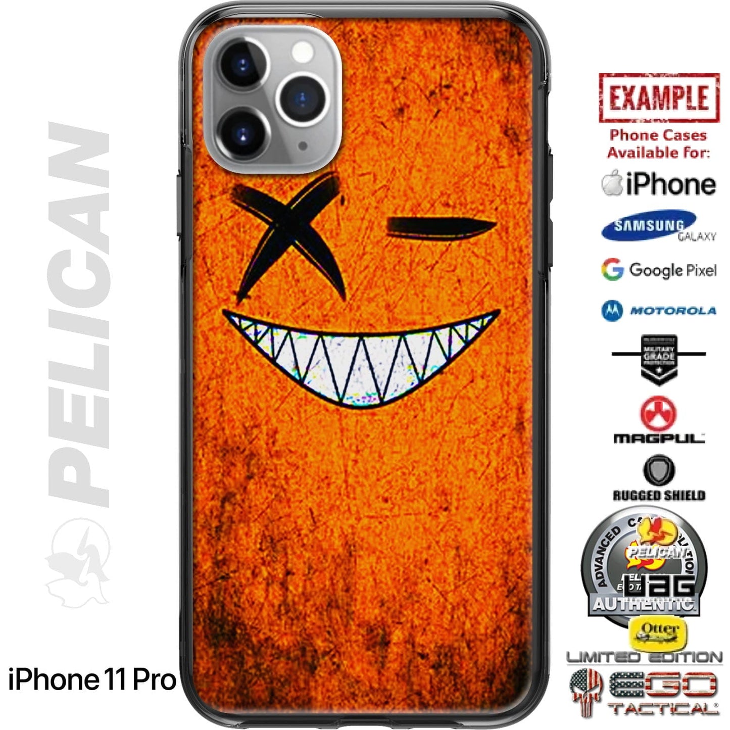 My Hunting Smile Safety Orange Custom Printed Case Design for Apple, Samsung, Google & Motorola Phone Models