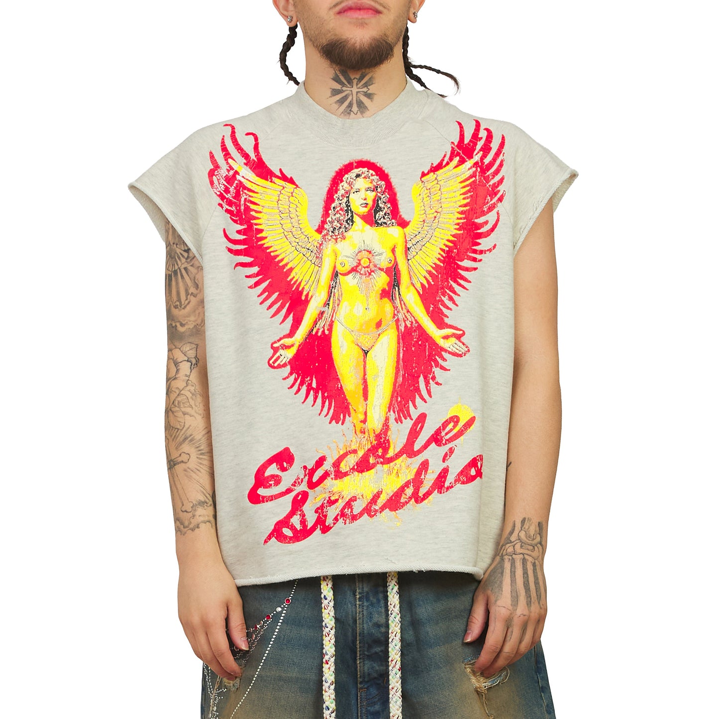 Angel Crew Sleeveless Tee | Natural Heather