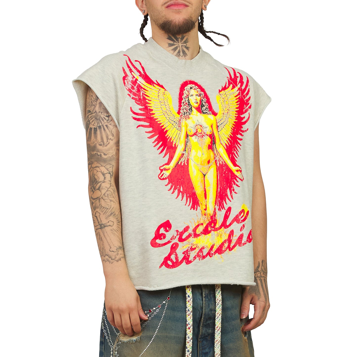 Angel Crew Sleeveless Tee | Natural Heather