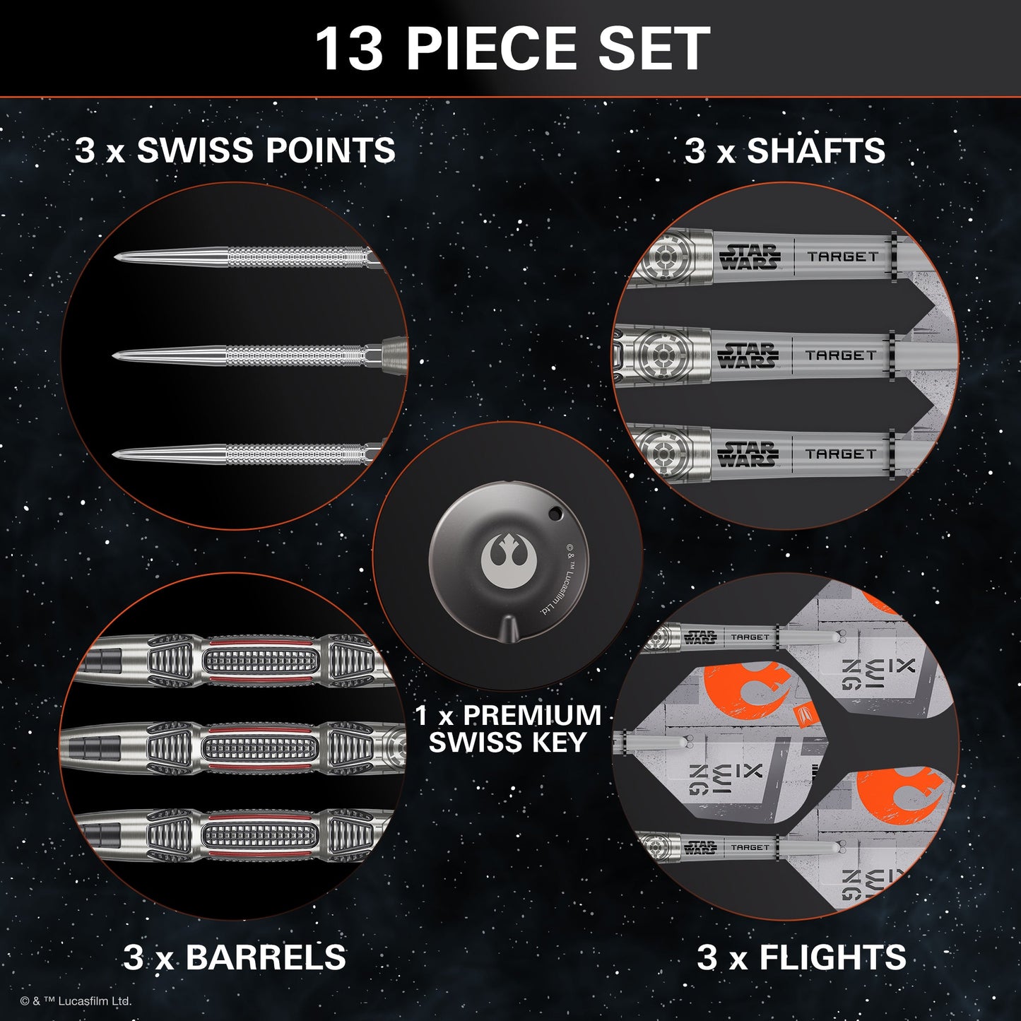 TARGET x STAR WARS - 26g - X WING - Steel Tip Swiss Point - 90% Tungsten Darts