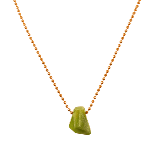 Peridot with Copper Ball Chain Necklace