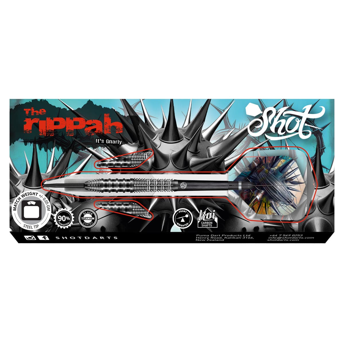 SHOT - Gnarly Rippah Steel Tip Darts - 90% Tungsten - 26g
