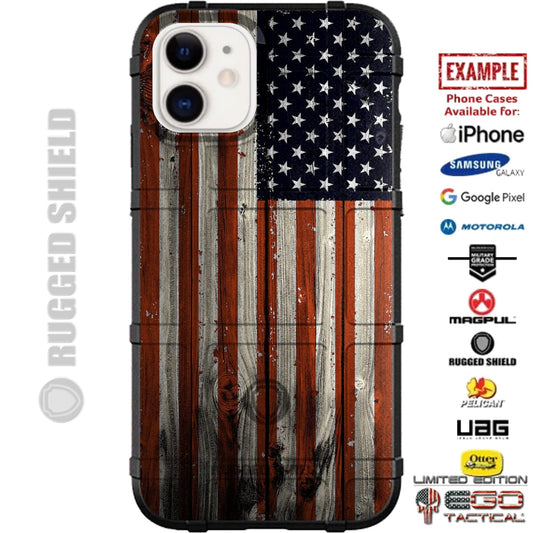 US American Flag on Wood Custom Printed Case Design for Apple, Samsung, Google & Motorola Phone Models