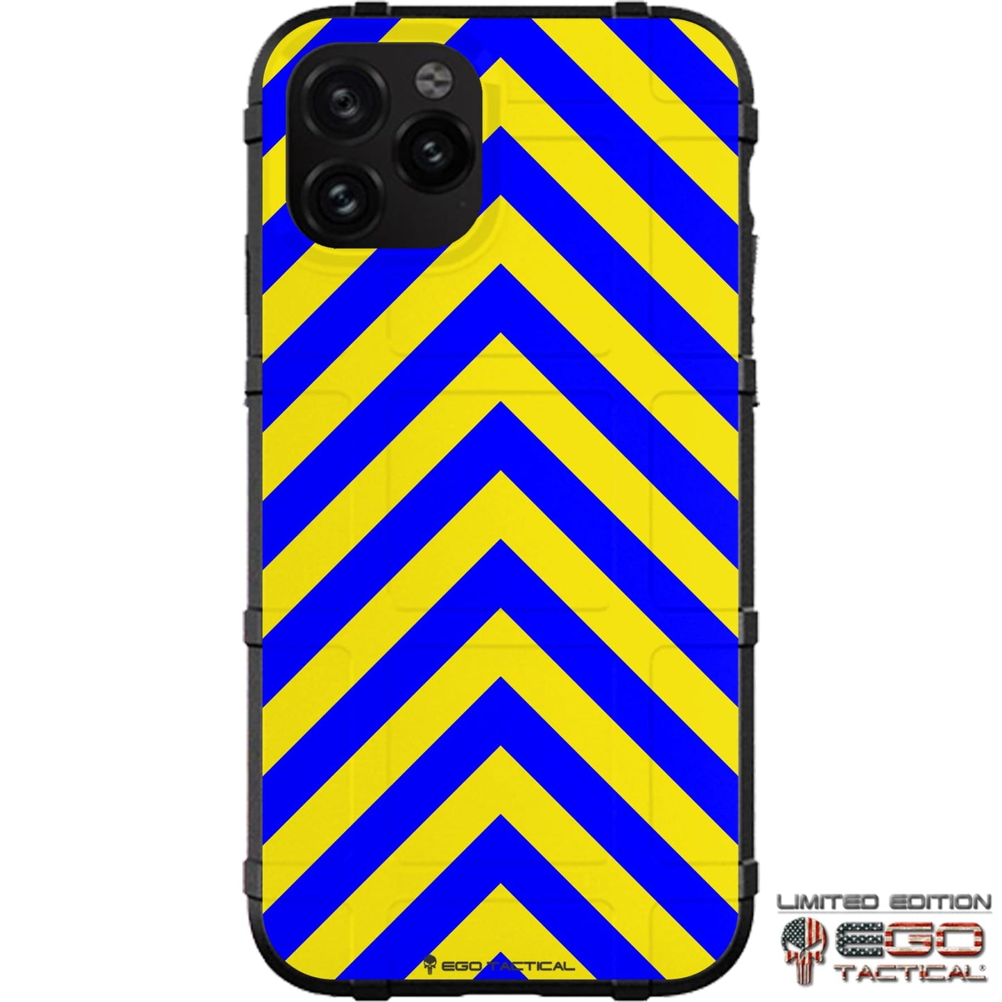 Emergency Vehicle Safety Chevrons Red/Yellow or Blue/Yellow (Stay Back Text) Custom Printed Case Design for Apple, Samsung, Google & Motorola Phone Models