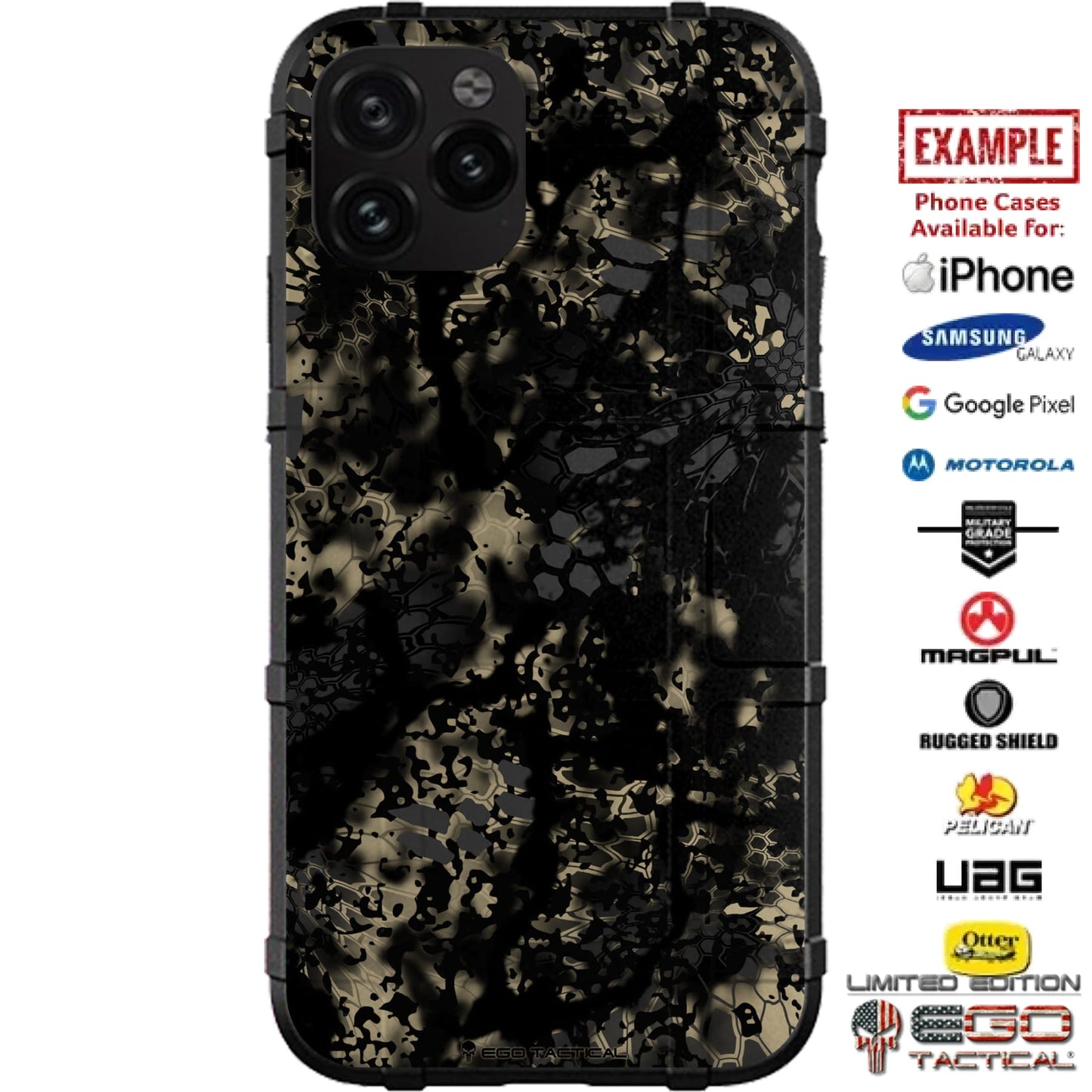Kryptek Obskura Nox Official Camouflage Pattern Custom Printed Case Design for Apple, Samsung, Google & Motorola Phone Models