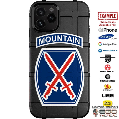 Army 10th Mountain Division Patch Custom Printed Case Design for Apple, Samsung, Google & Motorola Phone Models
