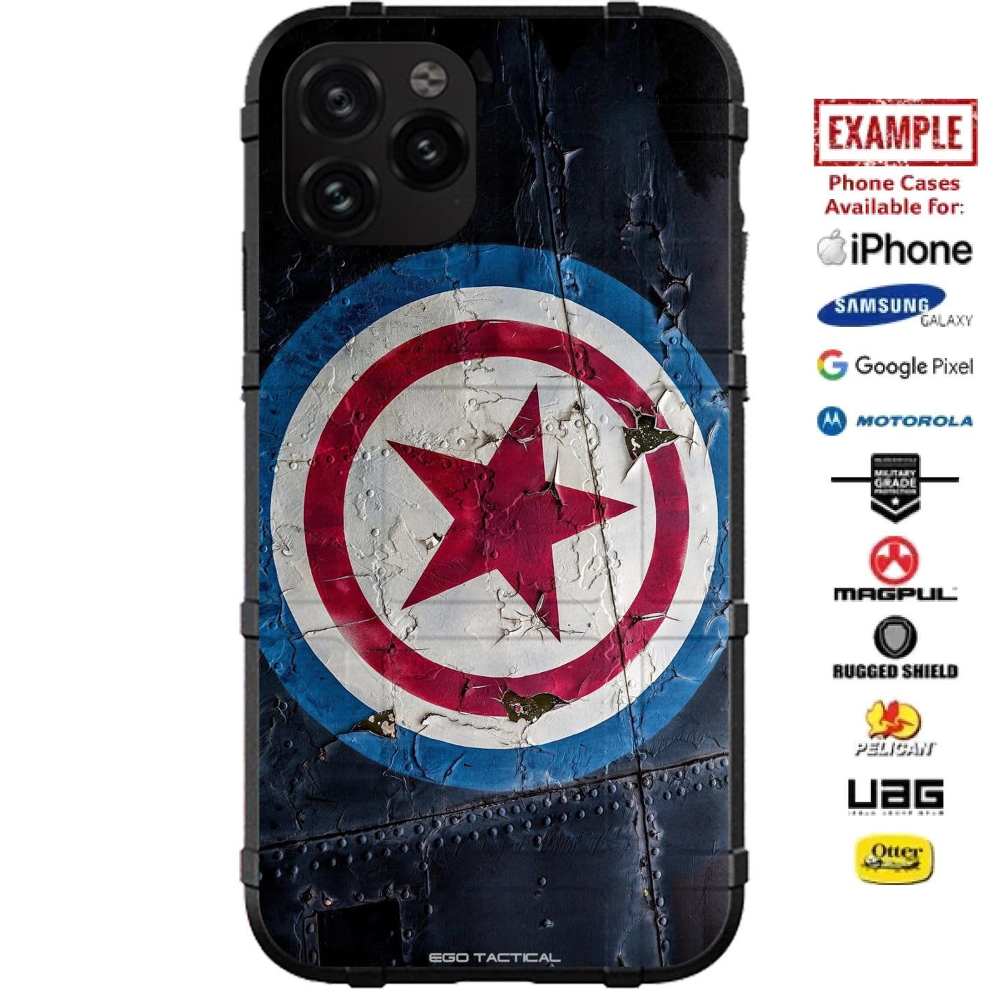 Red Star Rusty Military Aircraft Art Custom Printed Case Design for Apple, Samsung, Google & Motorola Phone Models