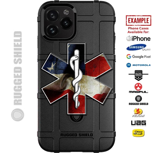 EMS Star of Life Medic Patch on US Flag Custom Printed Case Design for Apple, Samsung, Google & Motorola Phone Models