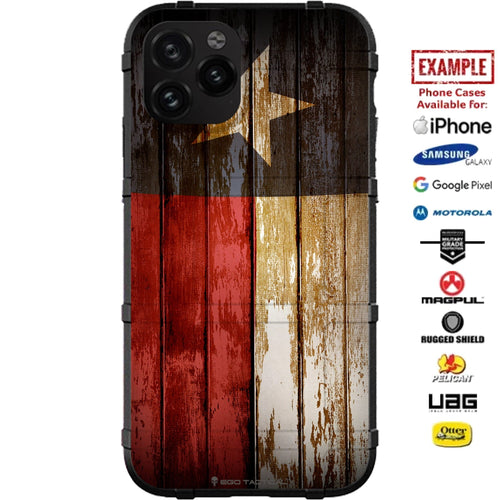 Texas State Flag on Aged Barn Wood Shiplap Planks Custom Printed Case Design for Apple, Samsung, Google & Motorola Phone Models