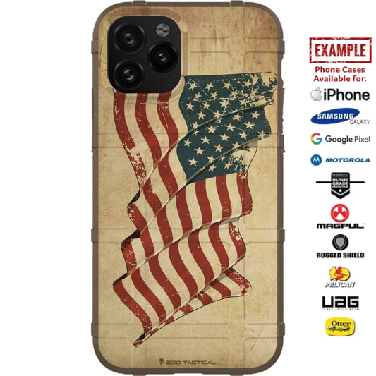 Vintage US Election Flag (13 Star or 50 Star) Waving Custom Printed Case Design for Apple, Samsung, Google & Motorola Phone Models