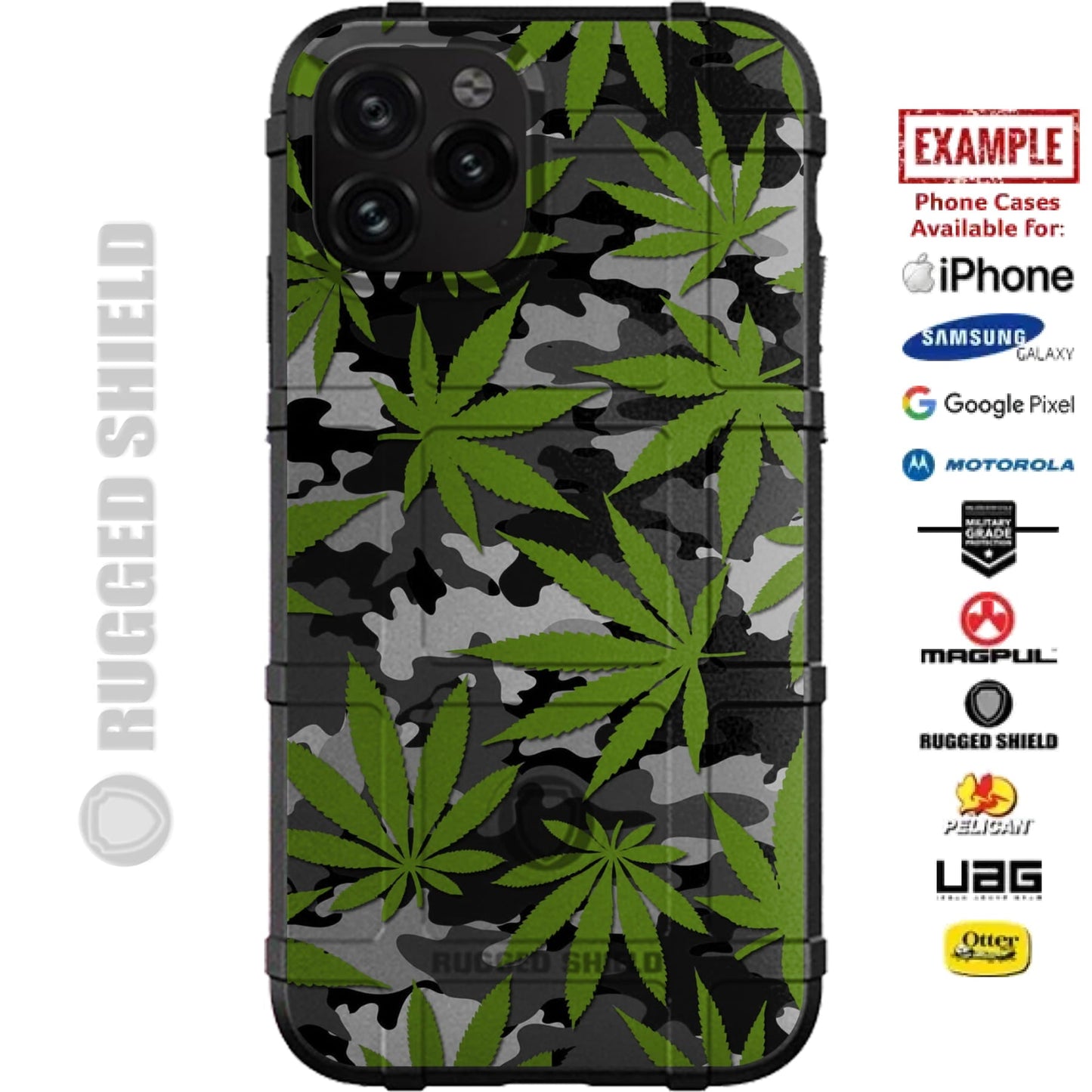 Cannabis Camouflage Custom Printed Case Design for Apple, Samsung, Google & Motorola Phone Models