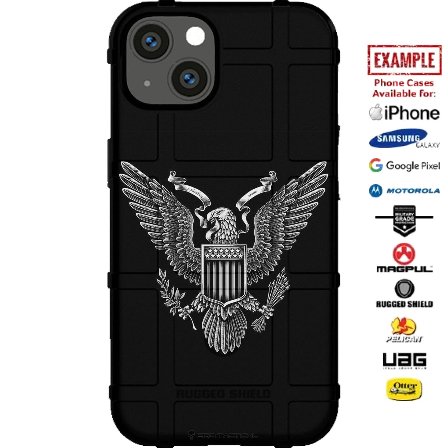 E Pluribus Unum Chrome Great Seal of the United States Custom Printed Case Design for Apple, Samsung, Google & Motorola Phone Models