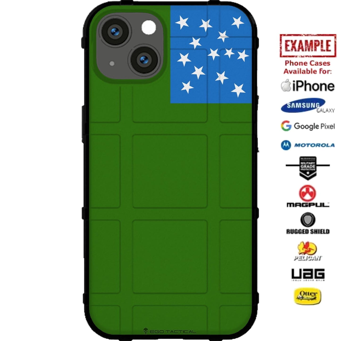 Green Mountain Boys, Stark Flag, Vermont Republic Flag Custom Printed Case Design for Apple, Samsung, Google & Motorola Phone Models