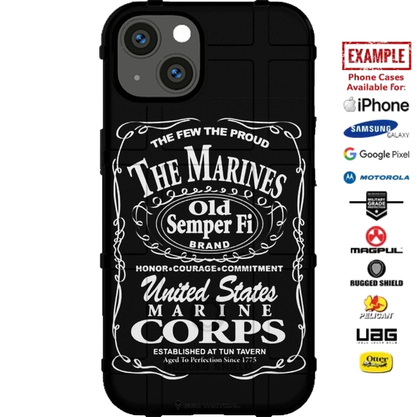 U.S. Marine Corps Old Semper Fi Brand Logo Custom Printed Case Design for Apple, Samsung, Google & Motorola Phone Models