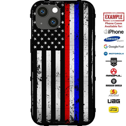 Subdued Reversed US American Flag Thin Red White & Blue Line Custom Printed Case Design for Apple, Samsung, Google & Motorola Phone Models