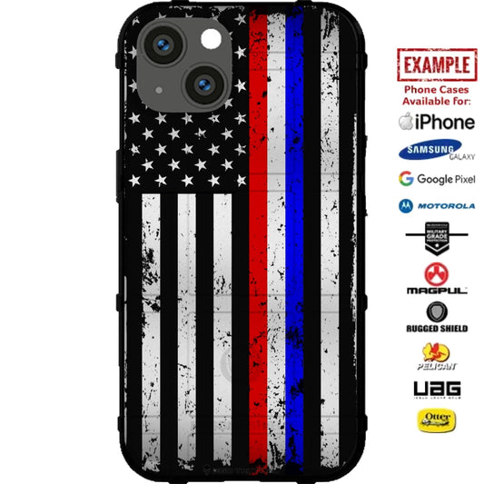 Subdued Reversed US American Flag Thin Red White & Blue Line Custom Printed Case Design for Apple, Samsung, Google & Motorola Phone Models