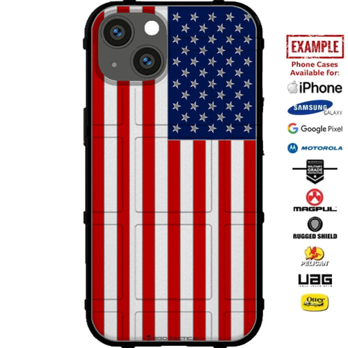 Memorial Day 2023 Special Edition US Flag Chrome Pin Style Custom Printed Case Design for Apple, Samsung, Google & Motorola Phone Models