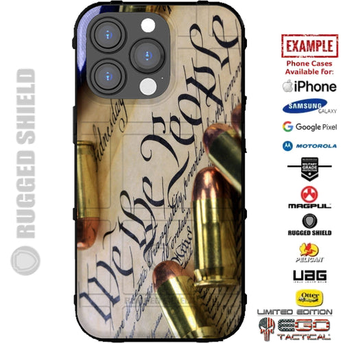 We the People Constitution with Brass Casings Custom Printed Case Design for Apple, Samsung, Google & Motorola Phone Models