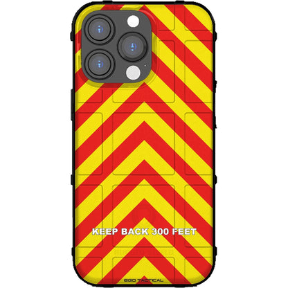 Emergency Vehicle Safety Chevrons Red/Yellow or Blue/Yellow (Stay Back Text) Custom Printed Case Design for Apple, Samsung, Google & Motorola Phone Models