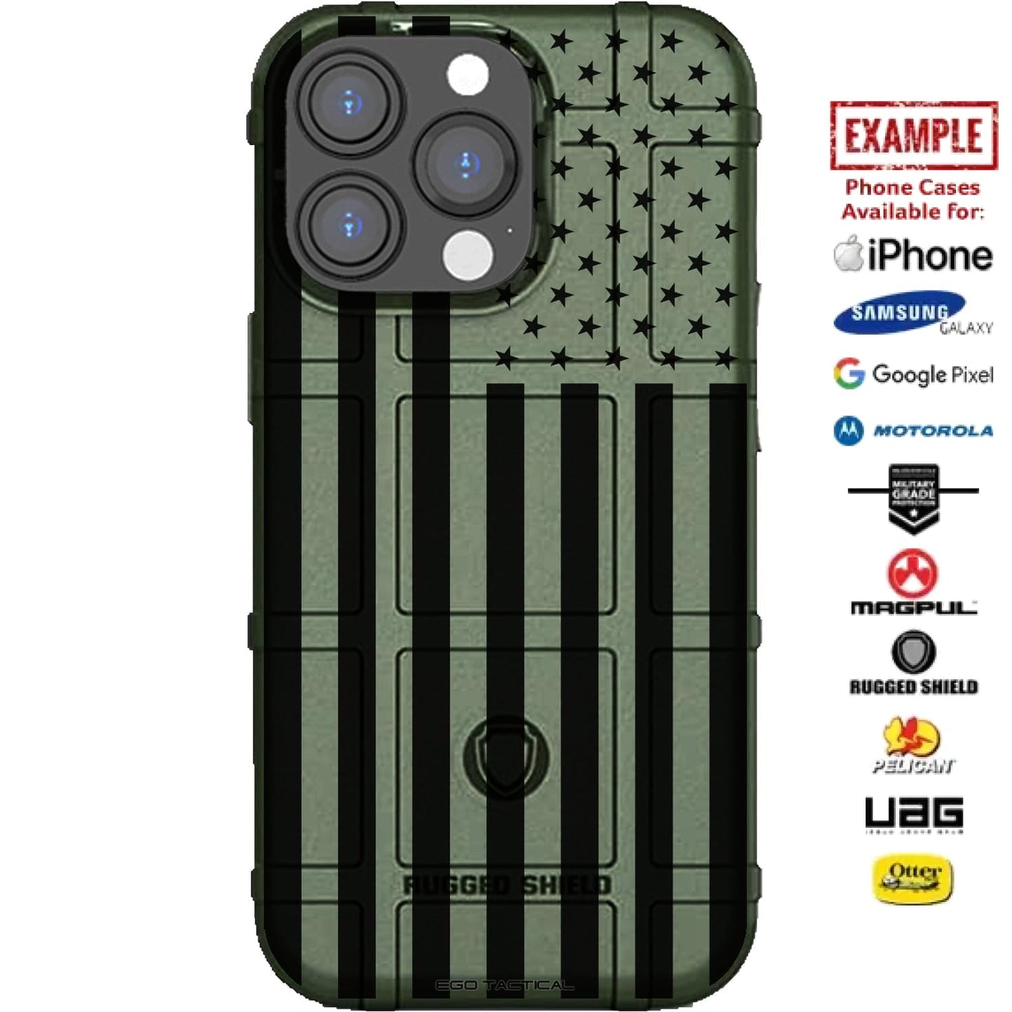 Subdued Black Printed US American Flag Ver. 2 Custom Printed Case Design for Apple, Samsung, Google & Motorola Phone Models