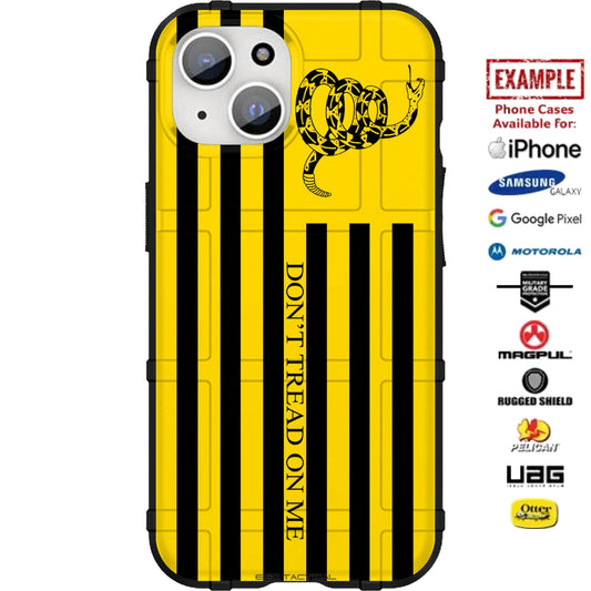 Gadsden Snake Don't Tread on Me Subdued US American Flag Custom Printed Case Design for Apple, Samsung, Google & Motorola Phone Models