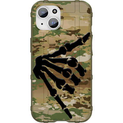 Shaka Hang Loose Skeleton Hand on US Military Camouflage Custom Printed Case Design for Apple, Samsung, Google & Motorola Phone Models