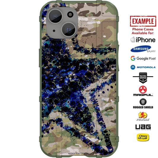 Cowboys Blue Artistic Star on Multicam OCP Scorpion Camouflage Custom Printed Case Design for Apple, Samsung, Google & Motorola Phone Models